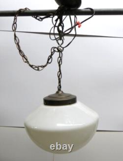 White Milk Glass Schoolhouse Globe Pendant Light
