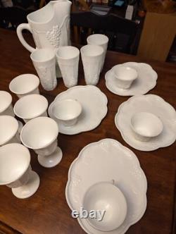 White Milk Glass Set see photos fast free shipping