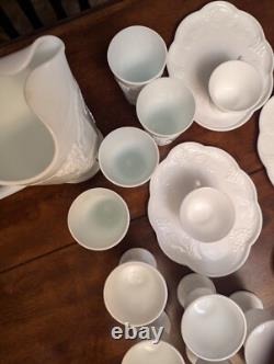 White Milk Glass Set see photos fast free shipping