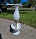White Milk Glass Hobnail Table Lamp With Fluted Glass Shade, Corded Plug